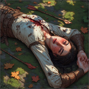 The young woman, shot