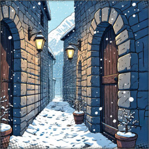 The snowy alleyways in Camerondale