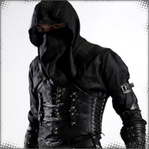 The dark leather armor he ordered
