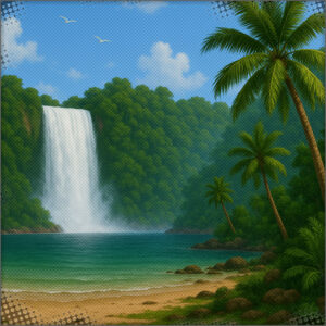 The oasis waterfall spot on the island