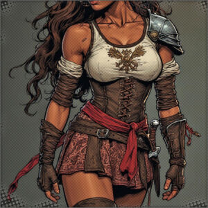 The female knight talking with chance