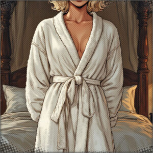 Affinity in her bathrobe
