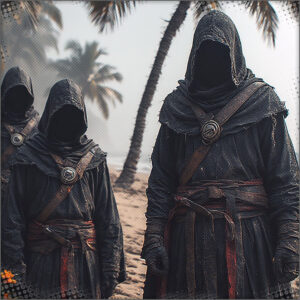 Hooded figures that grabs Chance