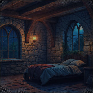 The empty room with some lingerie and a necklace