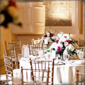 Elegantly decorated dining area for the wedding