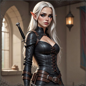 Valentine, leader of the Rogue division in Black Ward with her hair down