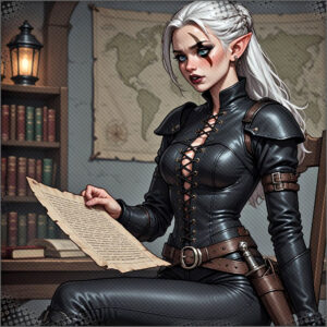 Valentine at her desk