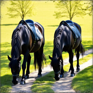 Two horses at the road