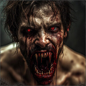 A Vampire, Splitjaws unlocking his jaw to feed