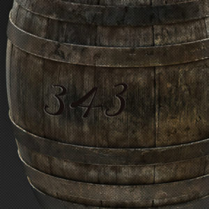 Wine barrel with Augustia, Mulled and 343 burned into it