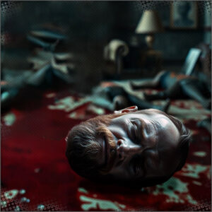 The head on the floor of the livingroom