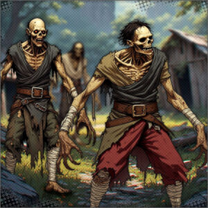 Zombies and ghouls wandering out due to the necromancers stone