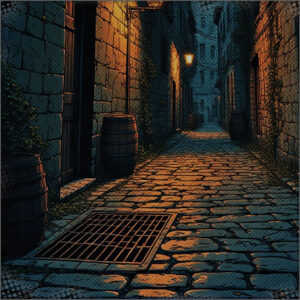 Grates on the cobblestone