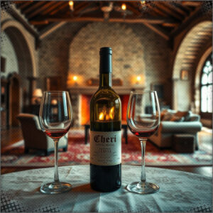 A bottle of Cheri in a medieval Livingroom