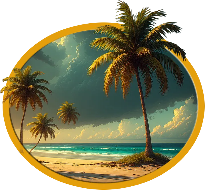 Tropical beach and storm